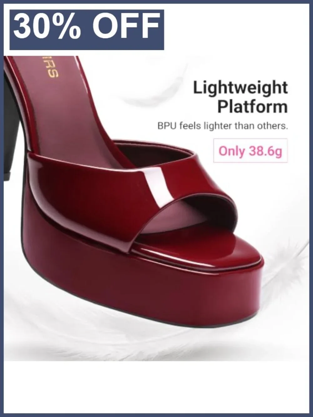 Platform High Heels Block Heel Square Toe Ankle Strap Faux Leather